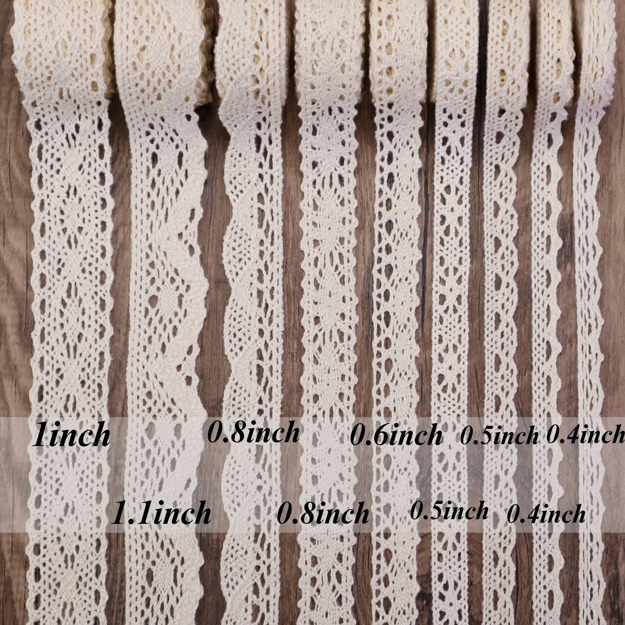 Beige Lace Ribbon 18 Yards Cotton Lace Trim Vintage Crochet Lace Ribbon Trim for Bridal Wedding Decoration Christmas Package DIY Sewing Craft Supply